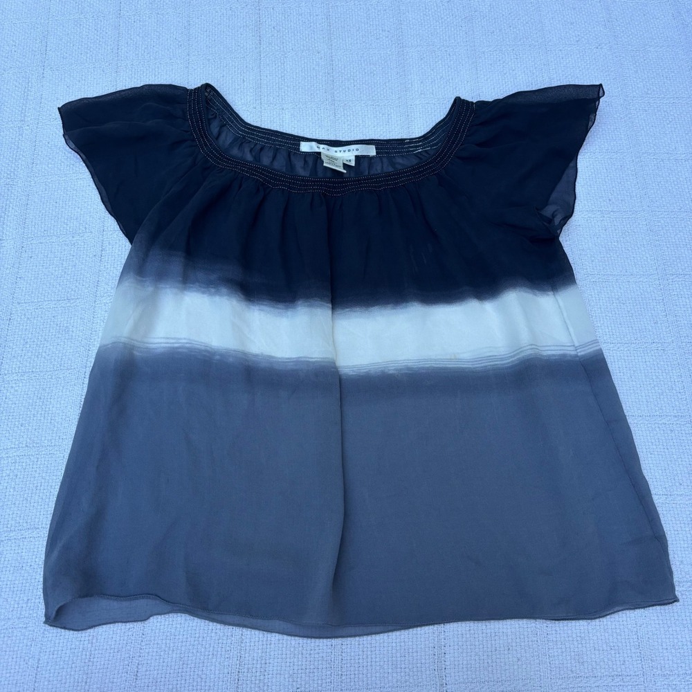 Women's XS Vintage 90's‎ MAX STUDIO Silk Whimsygoth Sheer Flutter Ombre Top